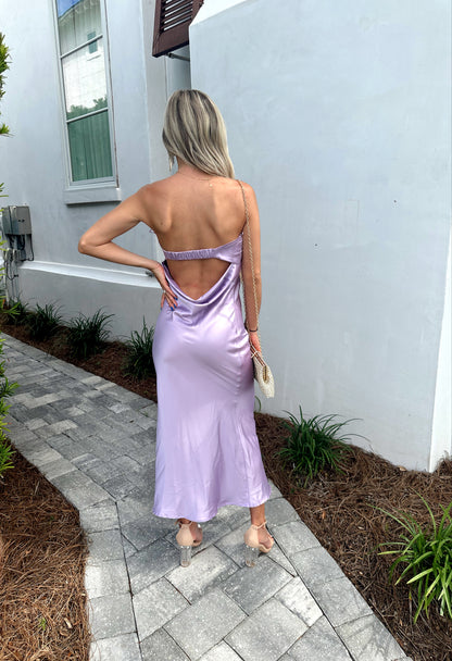 Lavender Satin Mini Dress