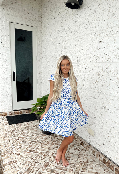 Floral Flutter Sleeve Dress