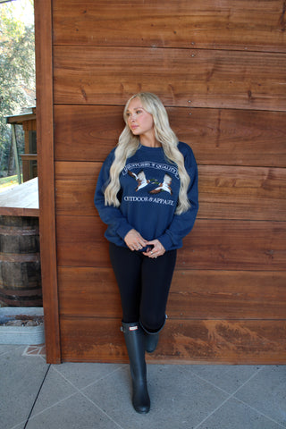 Flying Mallards Crew Neck- Navy