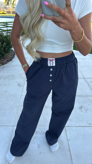 Ribbon Boxer Pants- Navy