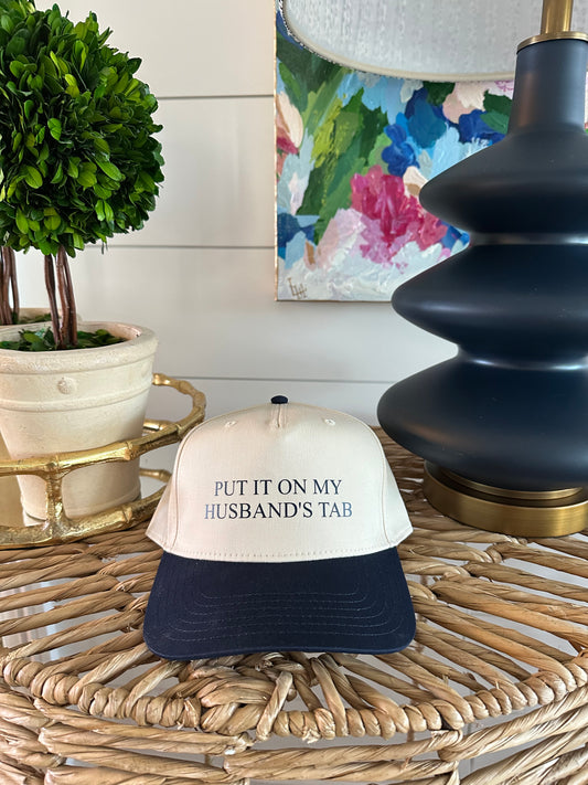 Put it on my husbands tab hat- Navy