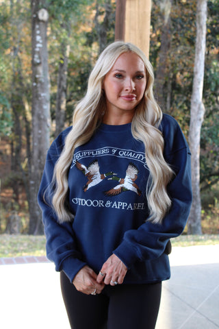 Flying Mallards Crew Neck- Navy
