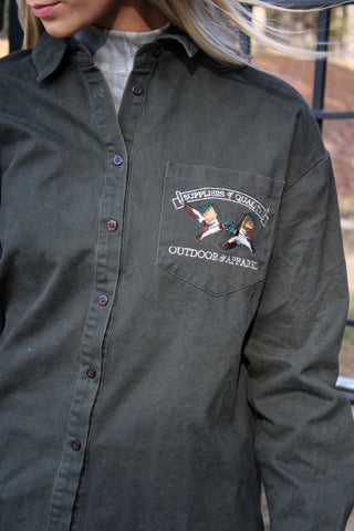 Wax Canvas Button Up- Olive