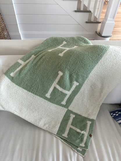 (PREORDER- Closes 12/1) Sage Luxury H Blanket- Reversible