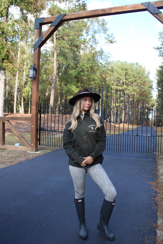 Wax Canvas Button Up- Olive