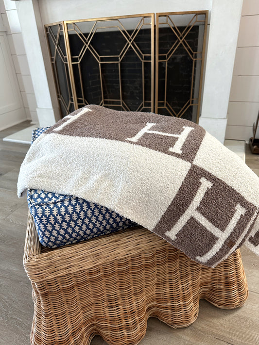 Beige Luxury H Blanket- Reversible