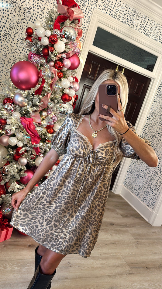 Shimmery Leopard Mini Dress