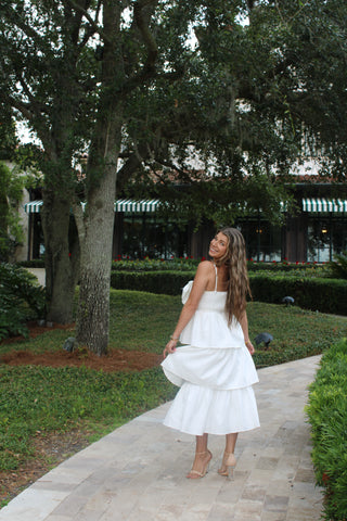 Meredith Midi Dress-White