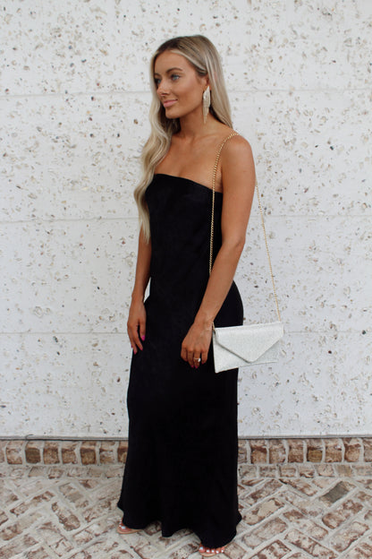 Midnight Satin Midi Dress