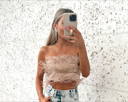 Feather Tiered Tube Top